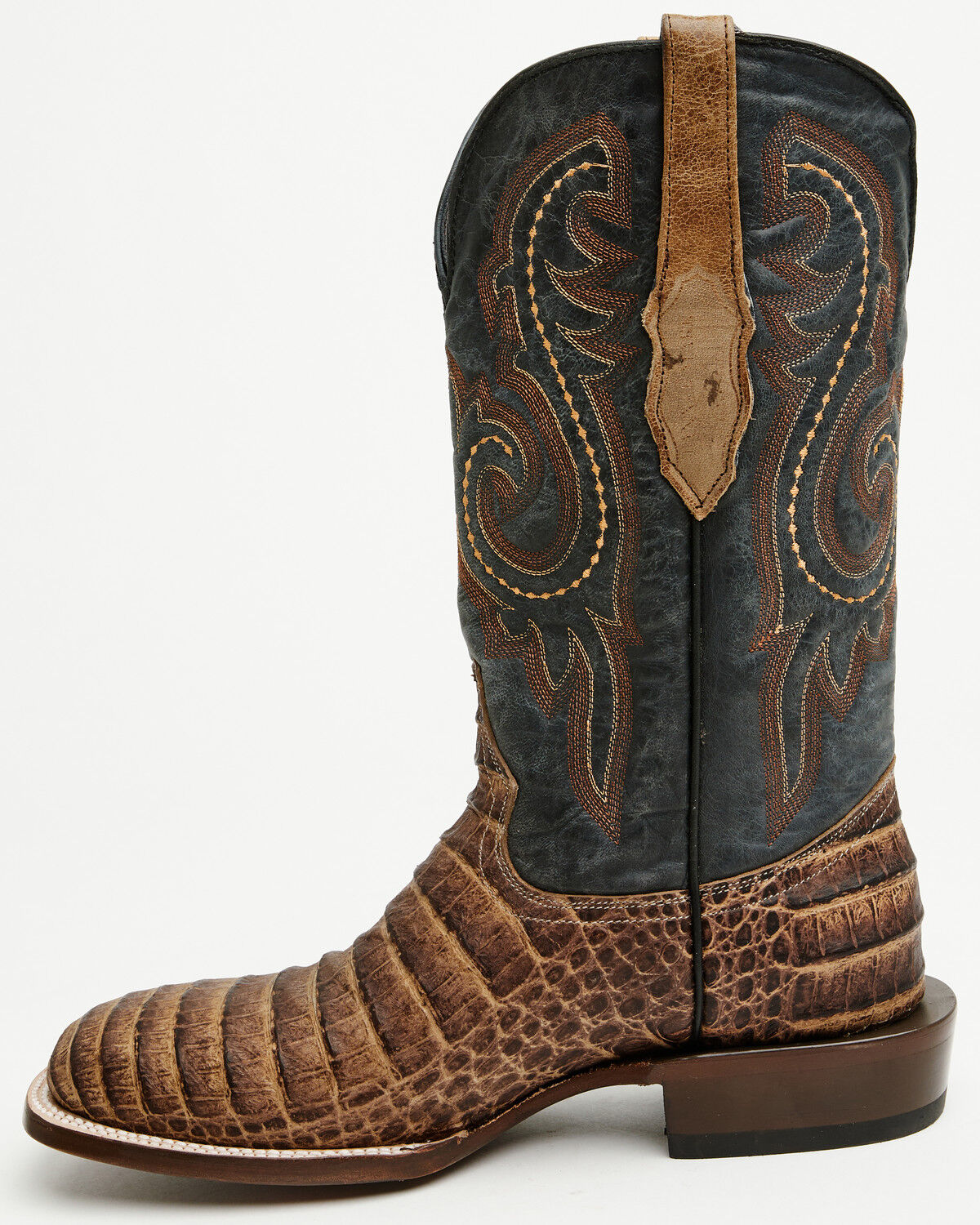 Image #3 - Tanner Mark Men's Exotic Caiman Print Western Boots - Broad Square Toe, Brown, hi-res