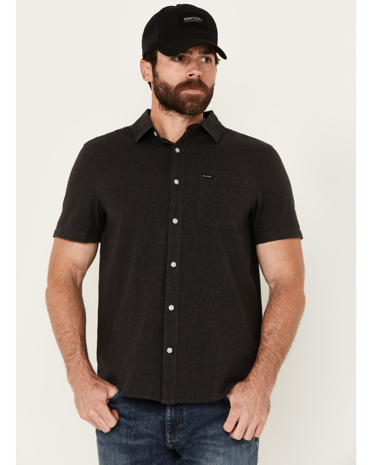 Image #1 - Brixton Men's Charter Short Sleeve Button-Down Shirt, Black, hi-res