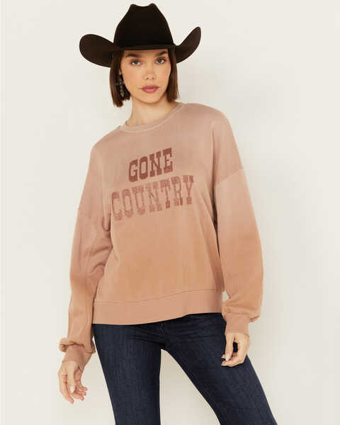 Image #1 - White Crow Women's Glitter Gone Country Graphic Sweatshirt , Pink, hi-res