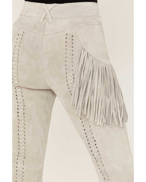Image #4 - Wonderwest Women's Leather Fringe Pants, Grey, hi-res