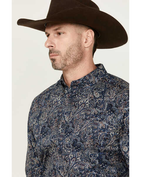Image #2 - Cody James Men's Neverland Paisley Print Long Sleeve Button-Down Stretch Western Shirt - Tall , Light Blue, hi-res