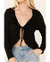 Image #3 - Bila77 Women's Ruffle Front Maxella Long Sleeve Top, Black, hi-res
