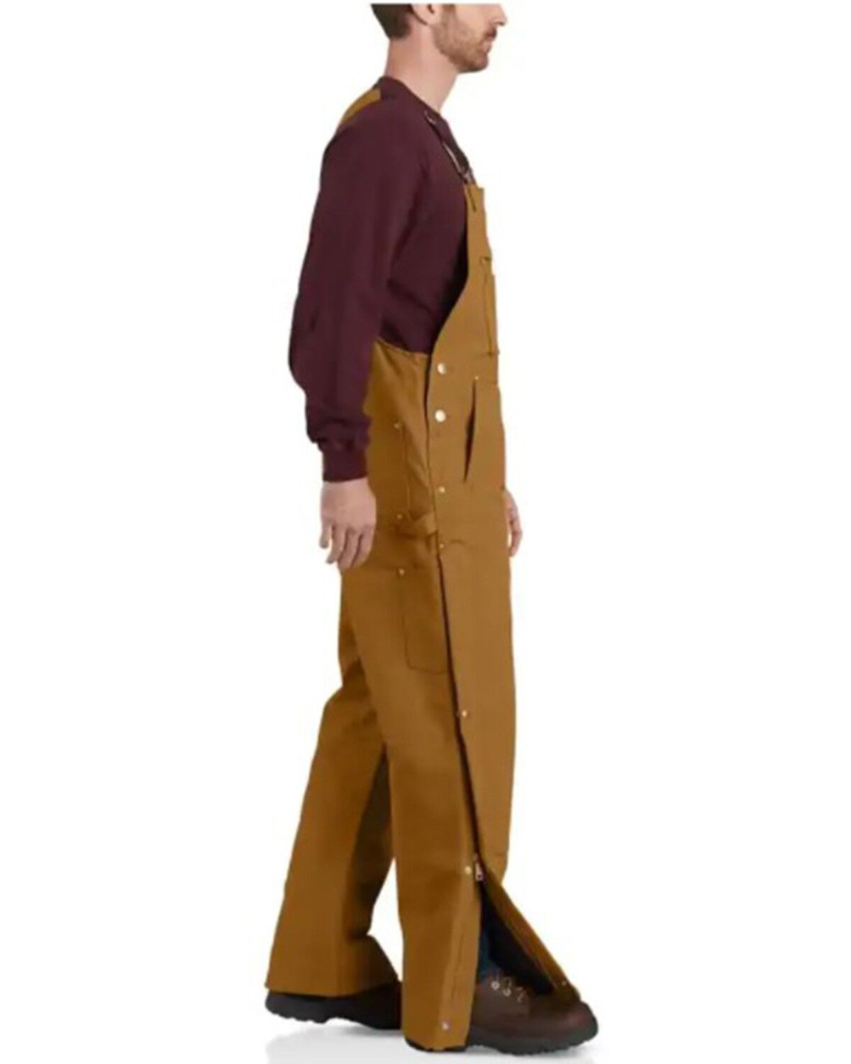 Image #3 - Carhartt Men's Firm Duck Insulated Bib Work Overalls - Tall, Brown, hi-res