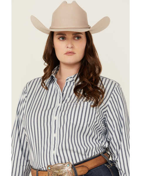 Image #2 - Ariat Women's Kirby Striped Print Long Sleeve Button-Down Stretch Western Shirt - Plus , Blue, hi-res