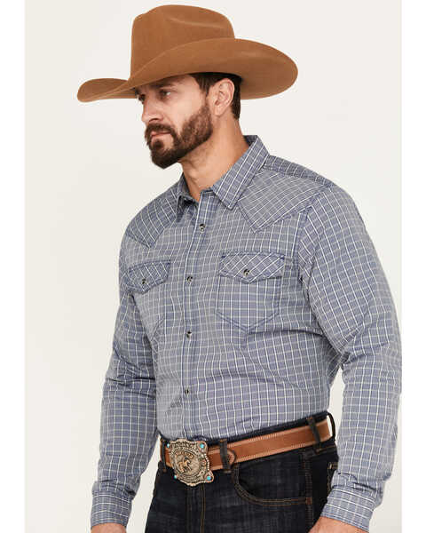 Image #2 - Cody James Men's Trainer Plaid Print Long Sleeve Snap Western Shirt - Big, Navy, hi-res