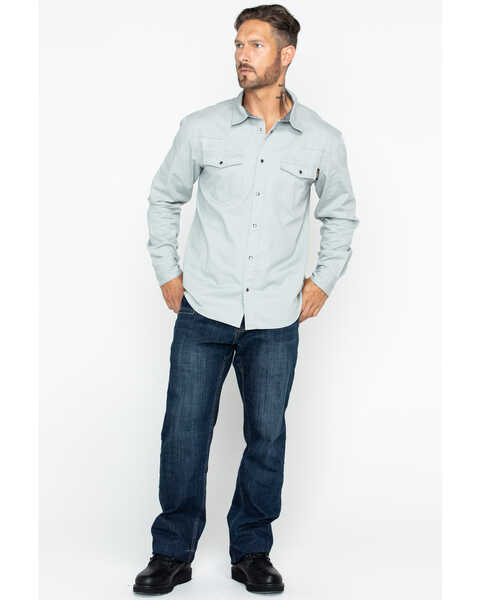 Image #6 - Hawx Men's Gray Twill Snap Western Work Shirt - Big , Light Grey, hi-res