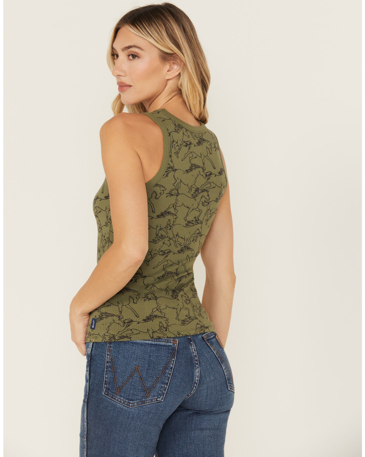 Image #4 - Wrangler Retro Women's Horse Graphic Tank Top, Green, hi-res