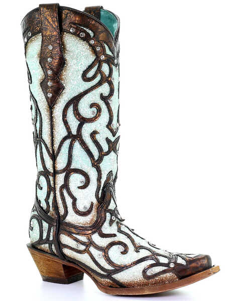 Corral Women's Glitter Western Boots - Snip Toe, Brown, hi-res