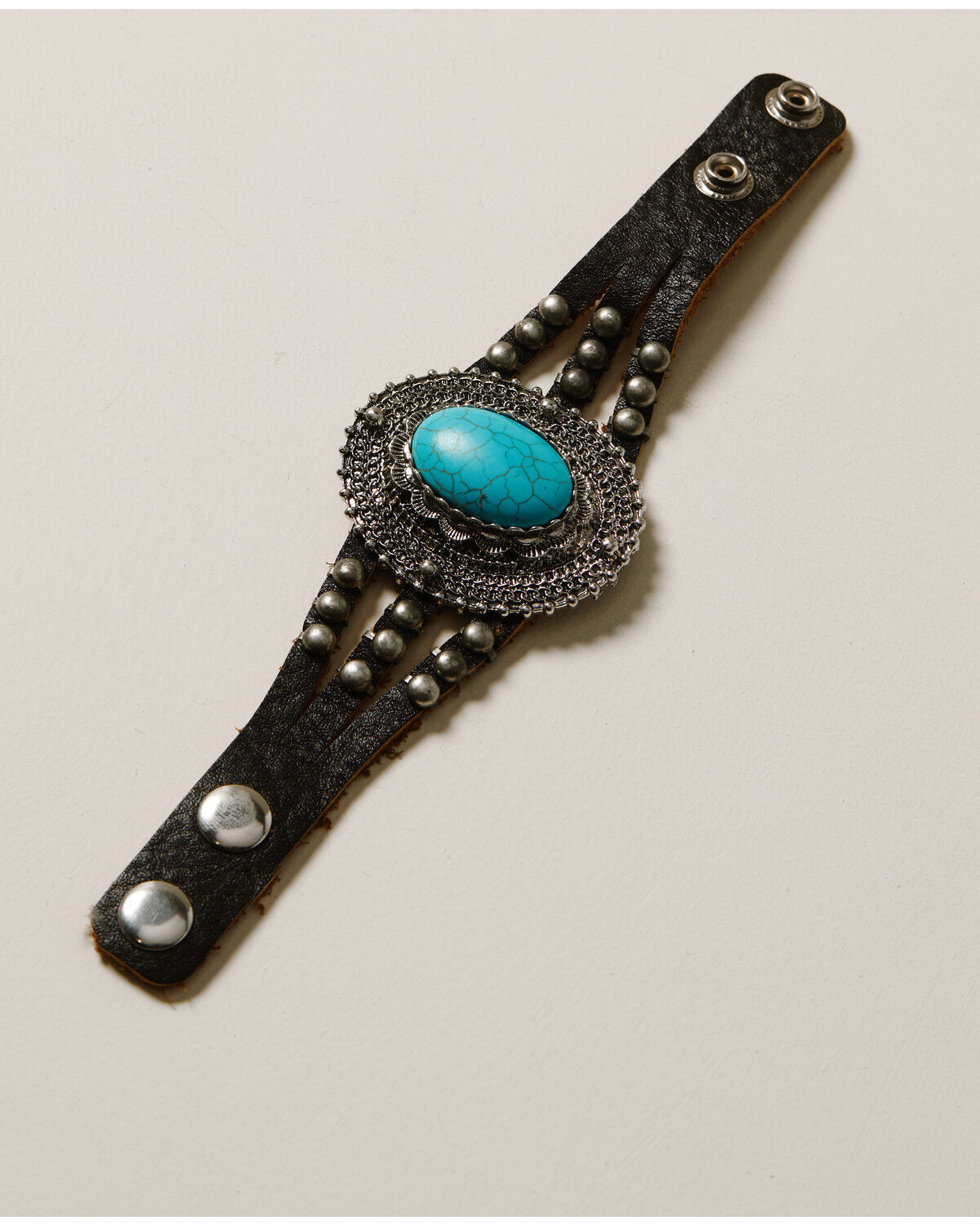 Image #1 - Idyllwind Women's Oh My Turquoise Leather Bracelet, Black, hi-res