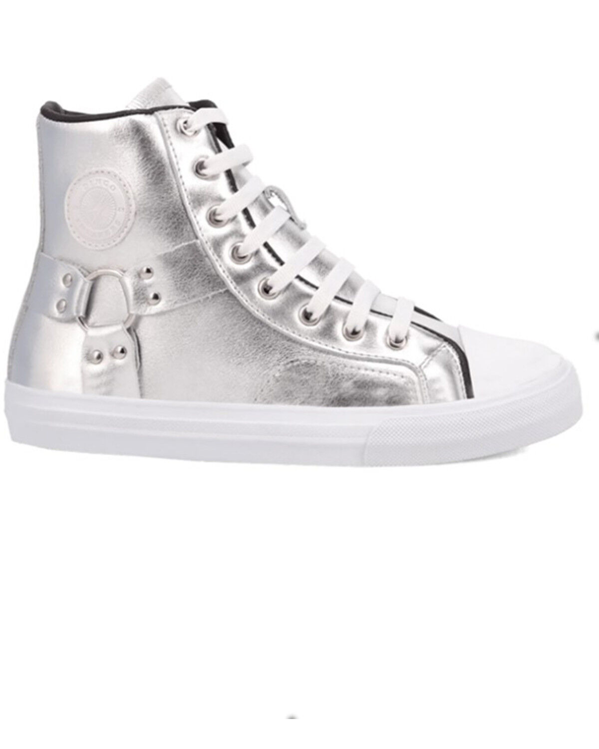 Image #2 - Dingo Women's Knarly Metallic High Top Sneaker, Silver, hi-res