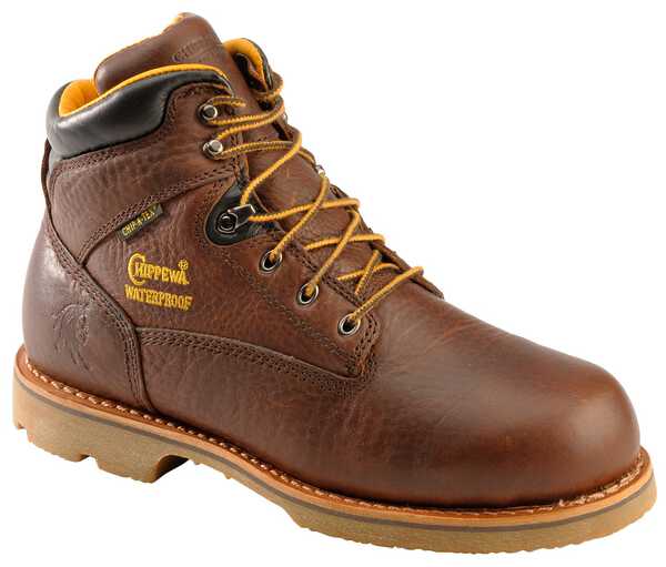 Image #1 - Chippewa Men's Waterproof & Insulated 6" Lace-Up Work Boots - Round Toe, Brown, hi-res