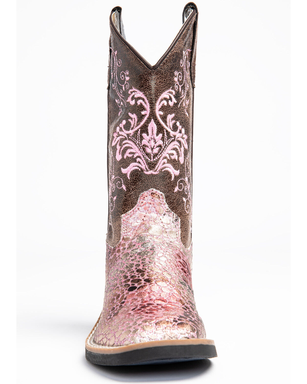Image #4 - Shyanne Girls' Aria Faux Leather Western Boots - Square Toe, Pink, hi-res