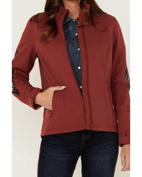Image #3 - Shyanne Women's Kalo Embroidered Softshell Jacket , Brick Red, hi-res