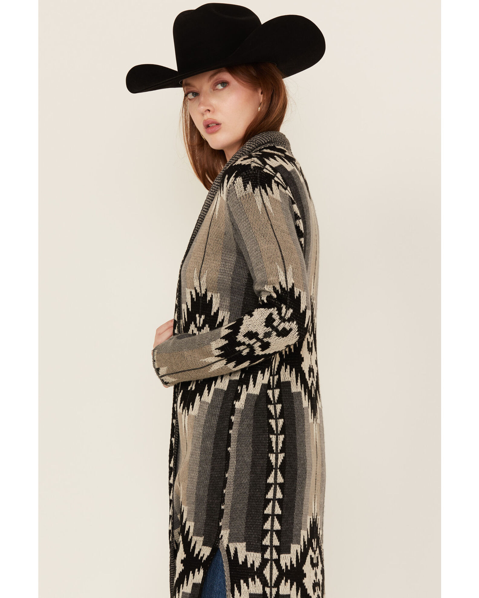 Printed duster cardigan shop