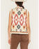 Image #4 - Scully Women's Southwestern Print Sherpa Trim Suede Vest, Sand, hi-res