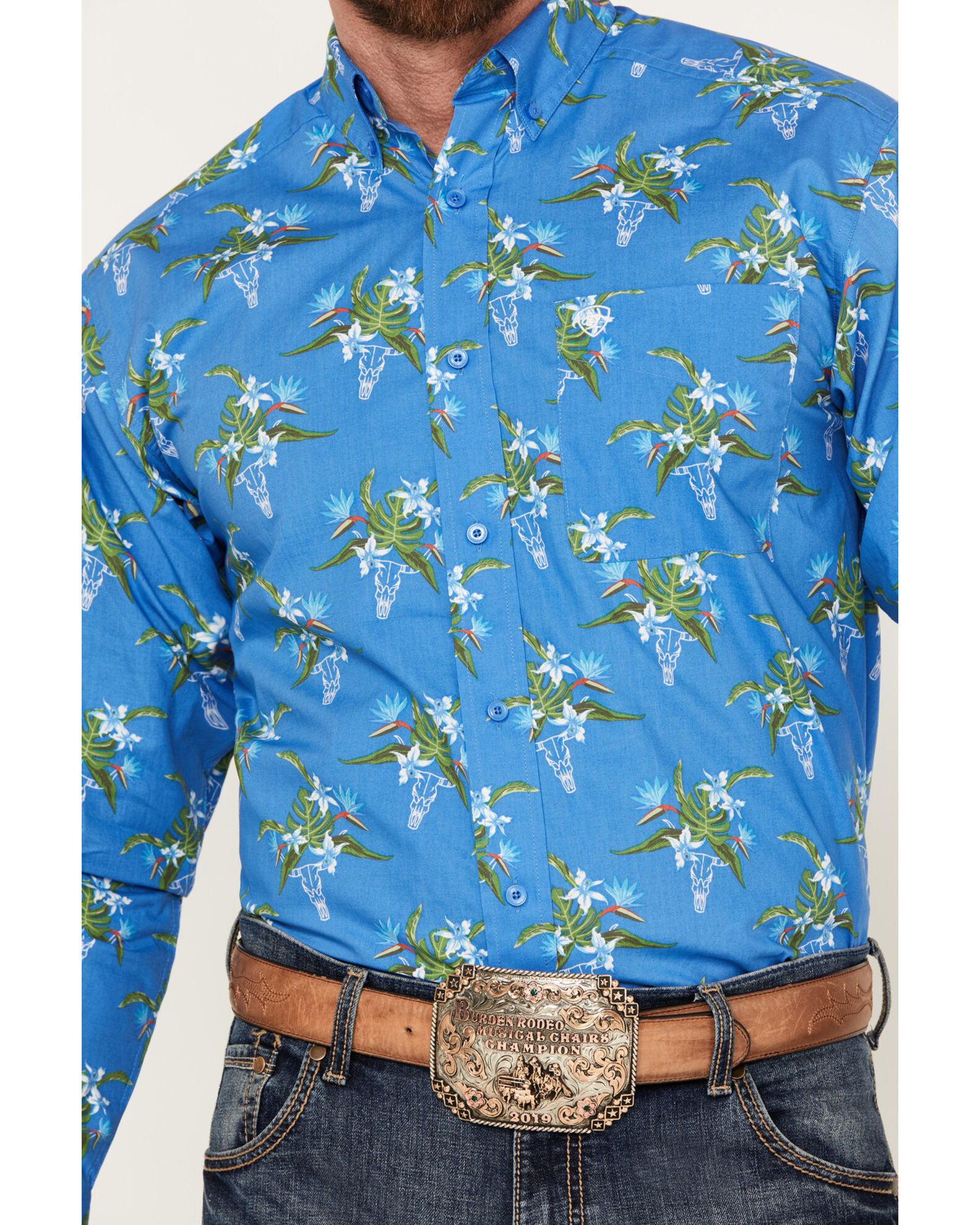 Image #3 - Ariat Men's Logan Classic Fit Western Shirt, Dark Blue, hi-res