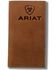 Image #1 - Ariat Men's Embossed Logo Checkbook Wallet, Brown, hi-res