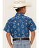 Image #4 - Ely Walker Boys' Southwestern Print Short Sleeve Pearl Snap Western Shirt , Indigo, hi-res