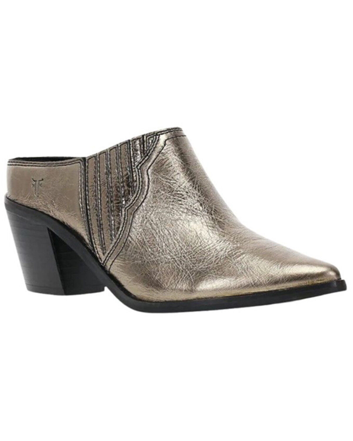 Image #1 - Frye Women's Sara Metallic Western Mules - Round Toe, Bronze, hi-res