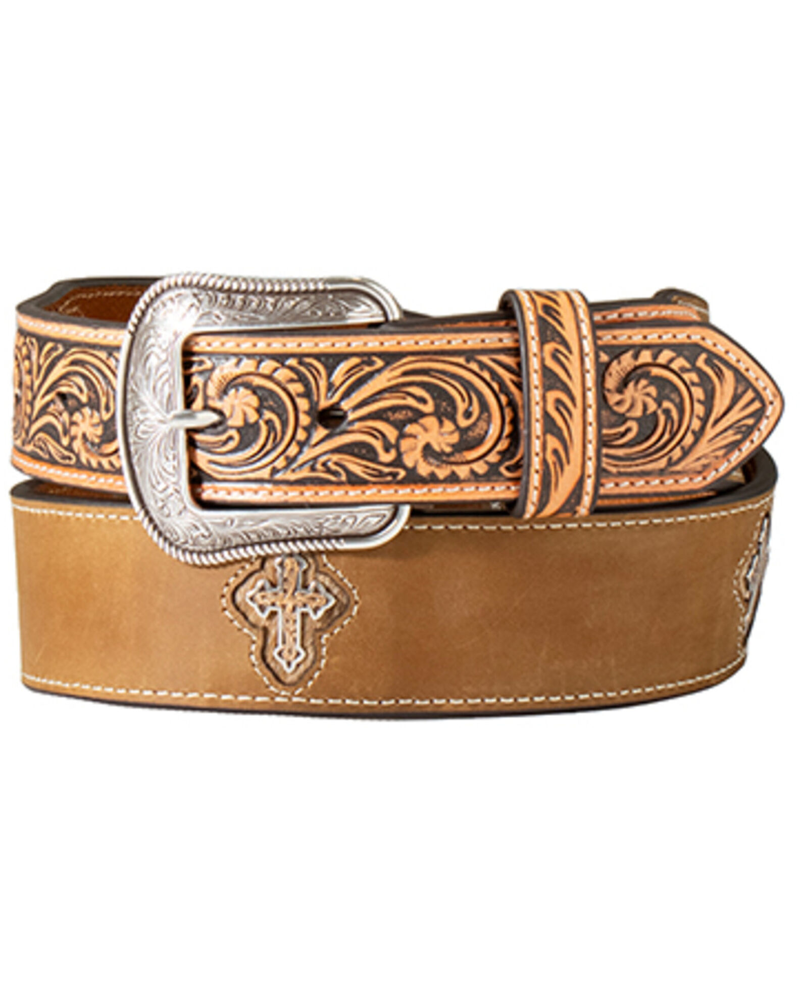 M F Western Men s Tooled Cross Leather Belt Sheplers