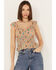 Image #1 - Rock & Roll Denim Women's Southwestern Flutter Sleeveless Top, Tan, hi-res