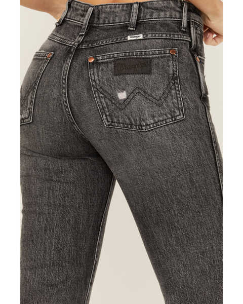 Image #4 - Wrangler Women's Dark Wash High Rise Distressed Wild West Straight Jeans, Black, hi-res