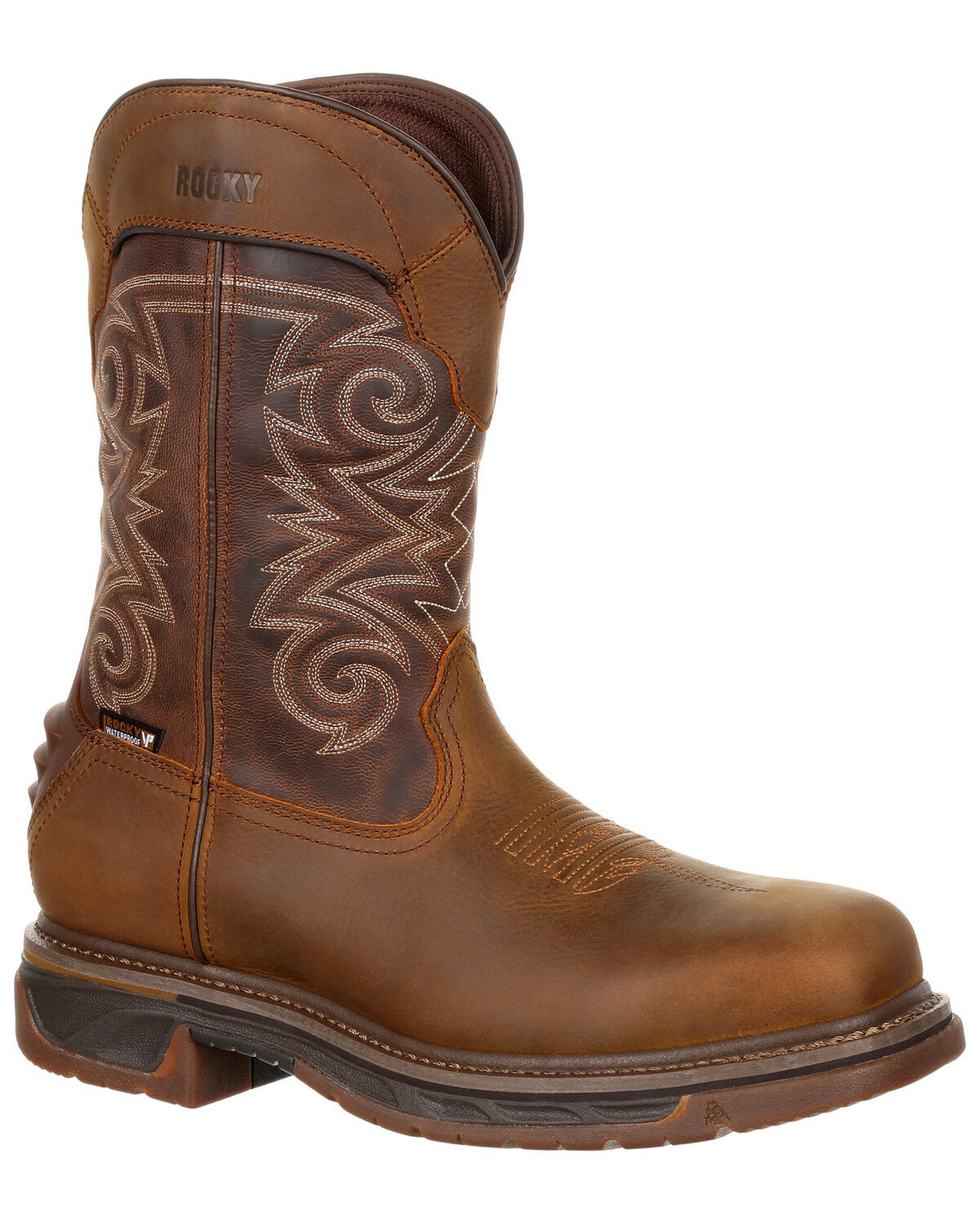 Image #1 - Rocky Men's Iron Skull Waterproof Western Boots - Composite Toe, Chestnut, hi-res