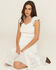 Image #2 - Wild Moss Women's Smocked Ruffle Sleeve Midi Dress, White, hi-res