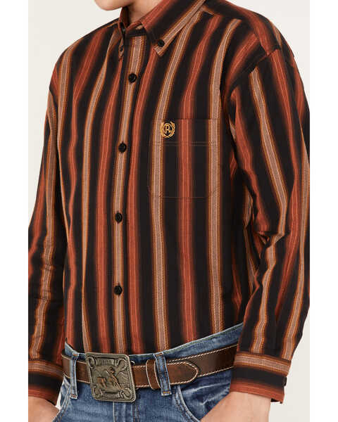 Image #3 - Panhandle Boys' Stripe Print Long Sleeve Button-Down Shirt, Rust Copper, hi-res