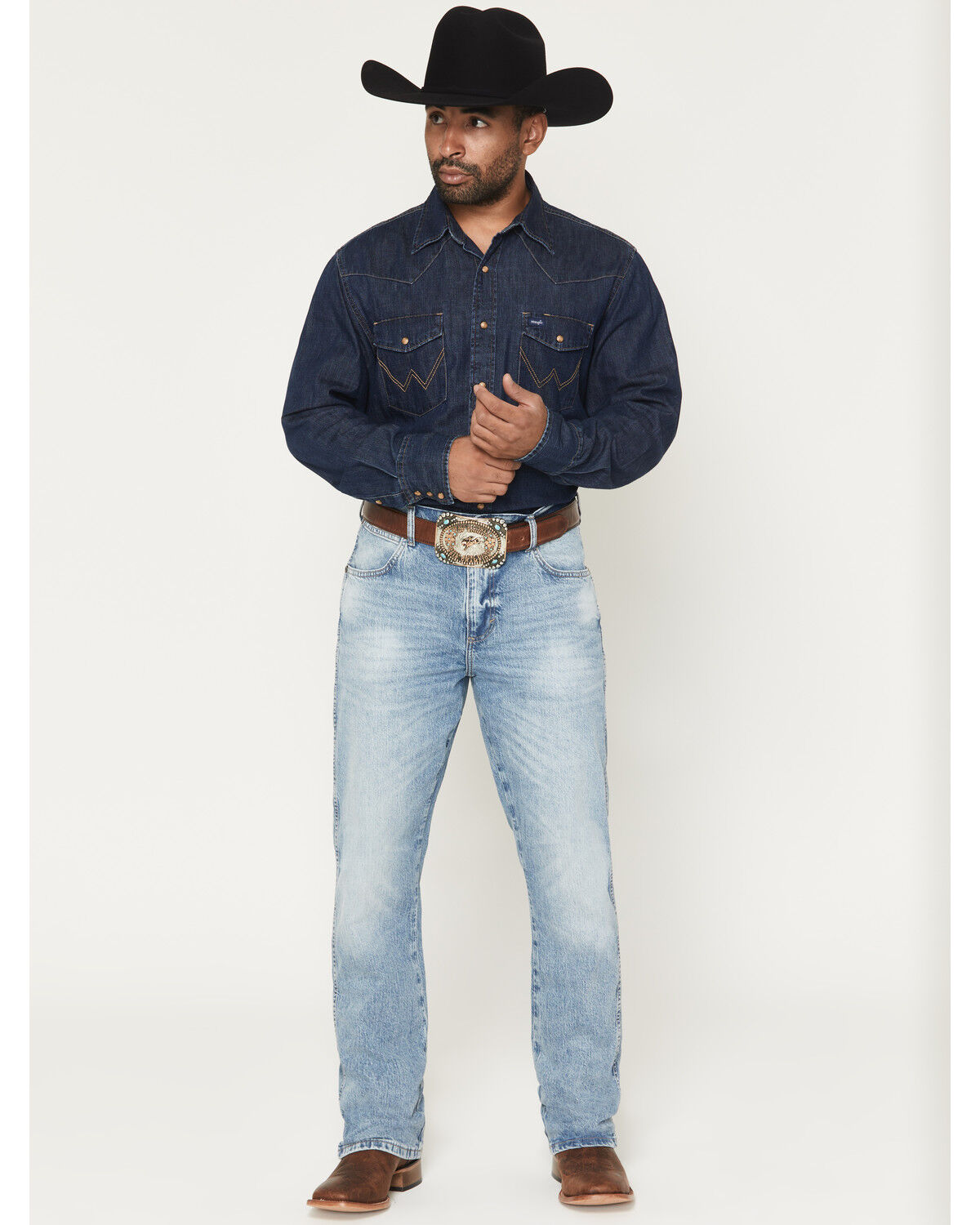 Image #1 - Wrangler Retro Men's 77MWZ Jones Light Wash Slim Bootcut Stretch Denim Jeans, Light Wash, hi-res