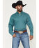 Image #1 - George Strait by Wrangler Men's Geo Print Long Sleeve Button-Down Stretch Western Shirt, Aqua, hi-res