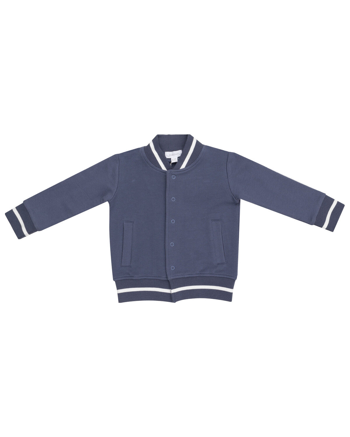 Image #2 - Angel Dear Infant Boys' Solid Snap Letterman Jacket, Navy, hi-res