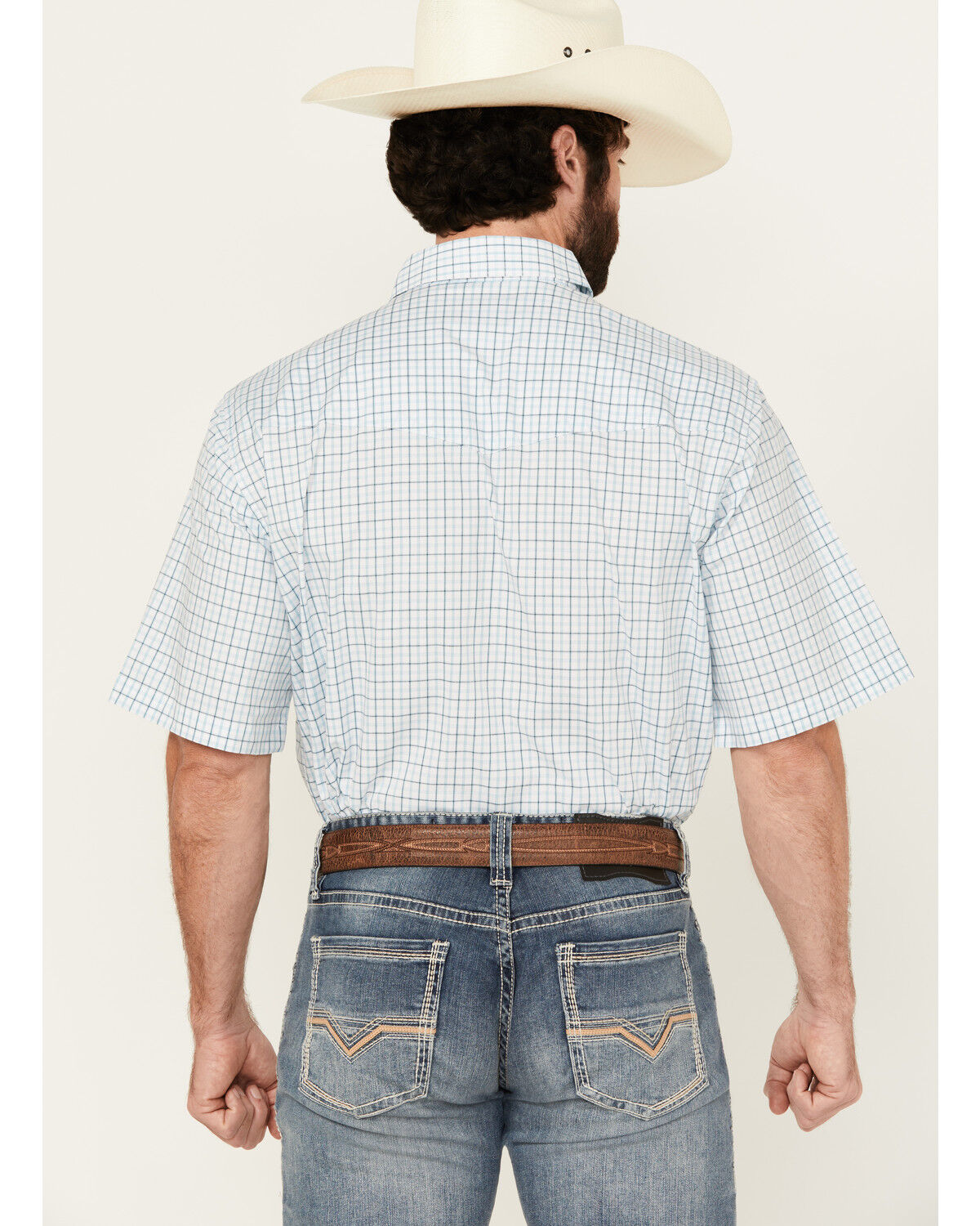 Image #4 - Wrangler Men's Plaid Print Short Sleeve Snap Western Shirt, White, hi-res