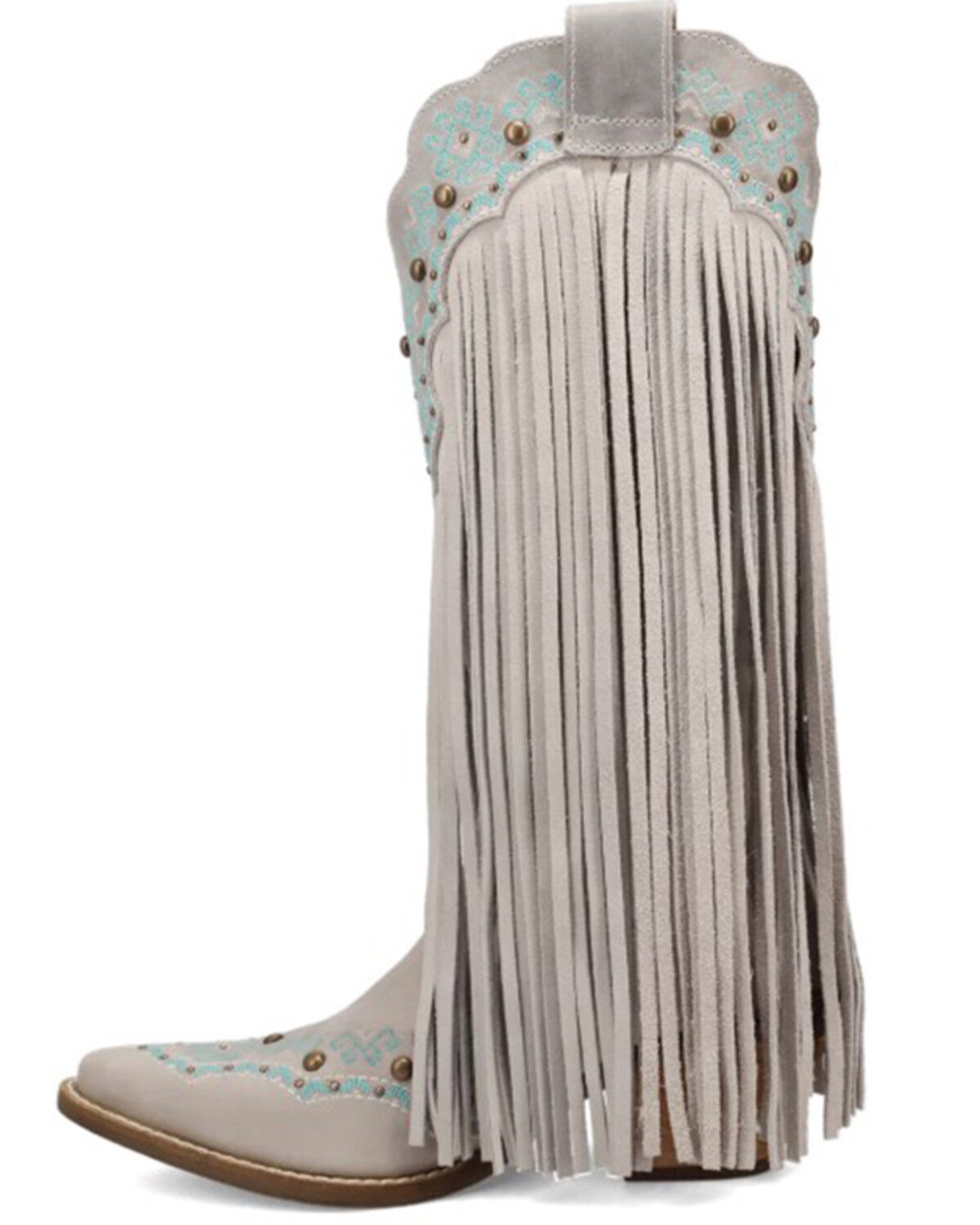 Image #3 - Dingo Women's Tequila Sunrise Fringe Western Boots - Snip Toe, Off White, hi-res