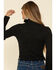 Shyanne Women's Rib-Knit Mock Neck Bell Sleeve Top , Charcoal, hi-res