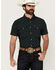 Image #1 - Panhandle Men's Medallion Print Short Sleeve Snap Stretch Western Shirt, Turquoise, hi-res