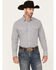 Image #1 - Wrangler Men's Striped Print Long Sleeve Snap Stretch Western Print, Charcoal, hi-res