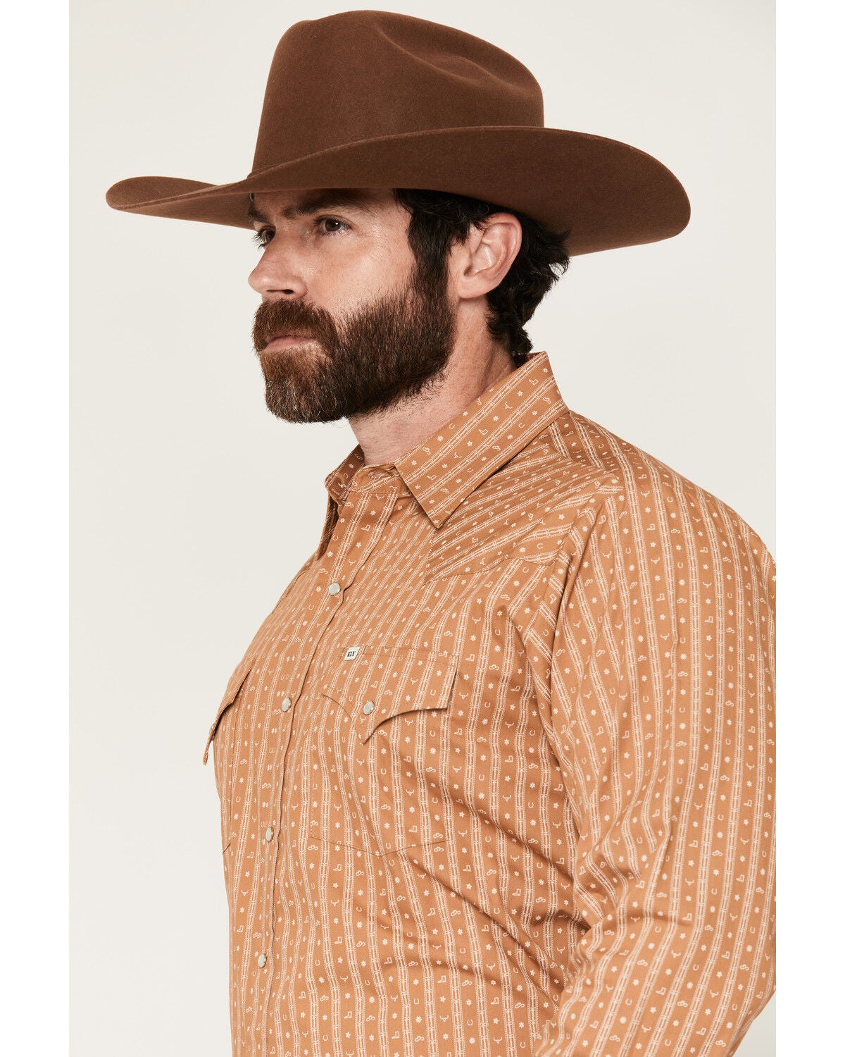 Image #2 - Ely Walker Men's Conversation Stripe Print Long Sleeve Snap Western Shirt, Gold, hi-res