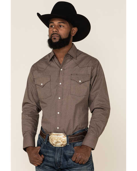 Image #1 - Ely Walker Men's Assorted Mini Geo Print Long Sleeve Western Shirt , Multi, hi-res