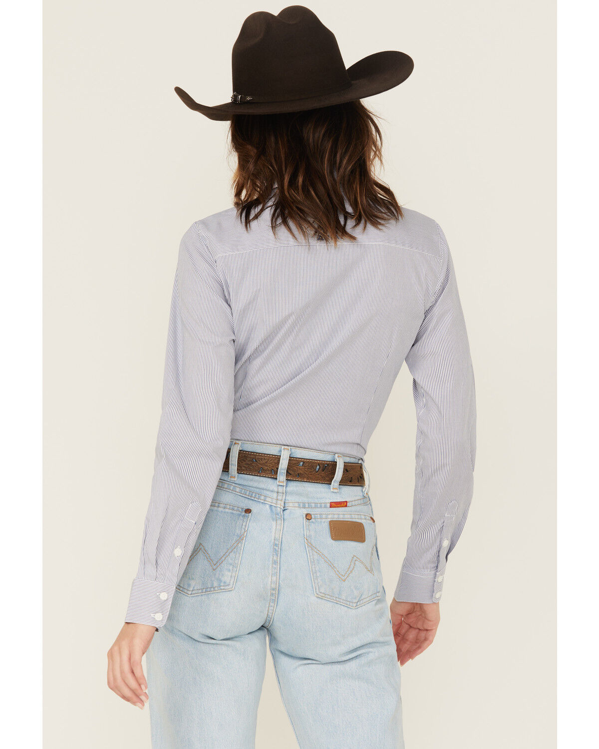 Image #4 - Ariat Women's Kirby Striped Print Long Sleeve Button-Down Stretch Western Shirt, Blue, hi-res