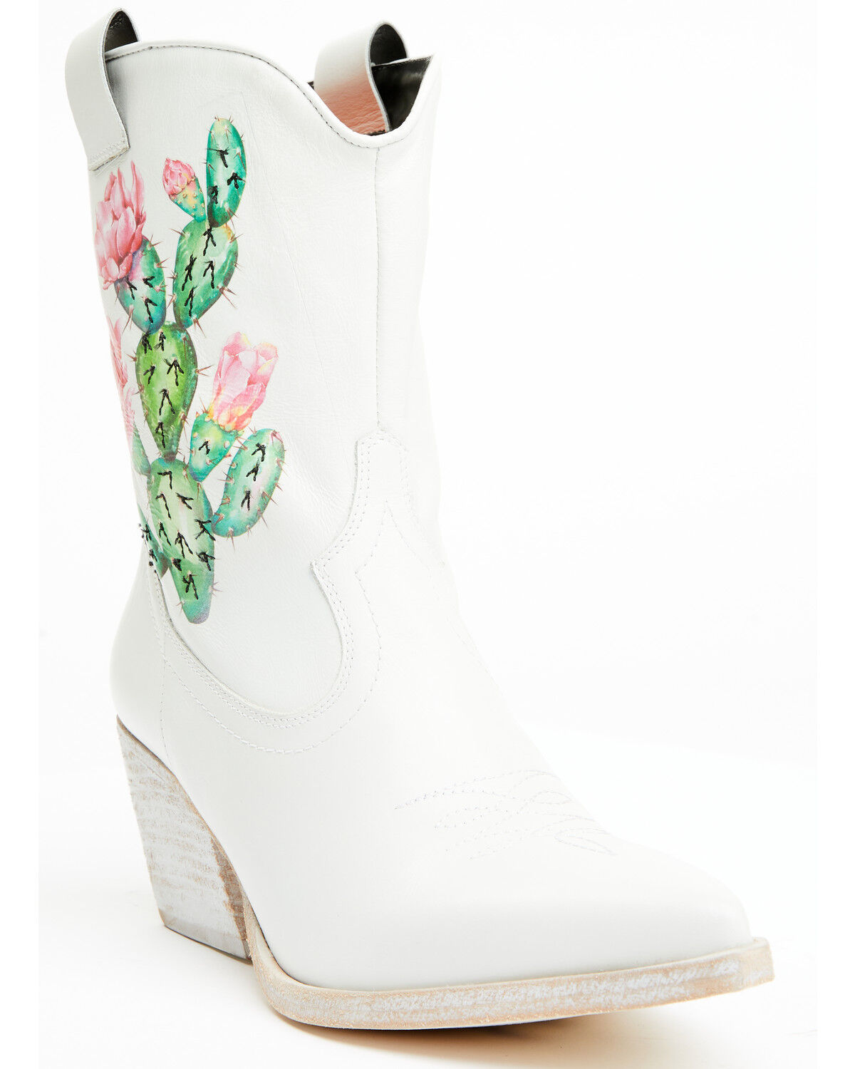 Image #1 - Golo Women's Jesse Cactus Western Booties - Snip Toe, White, hi-res