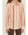 Image #3 - Wrangler Girls' Horse Striped Print Long Sleeve Snap Western Shirt, Pink, hi-res