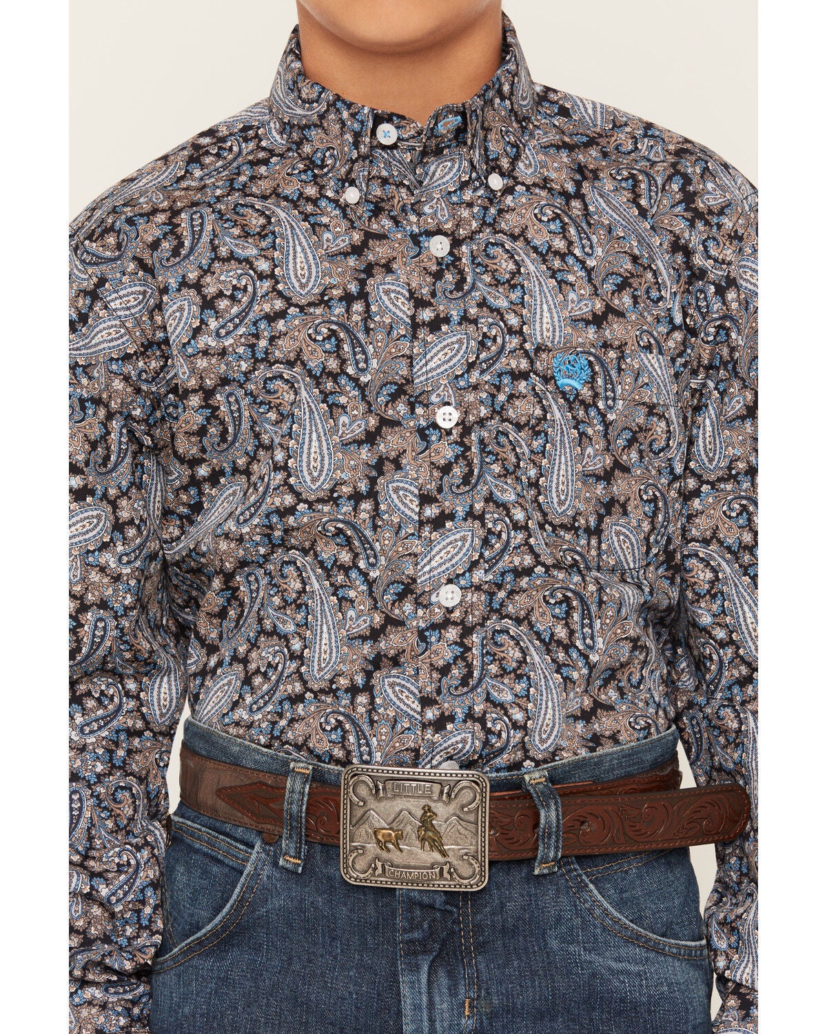 Image #3 - Cinch Boys' Paisley Print Long Sleeve Button-Down Western Shirt, Multi, hi-res