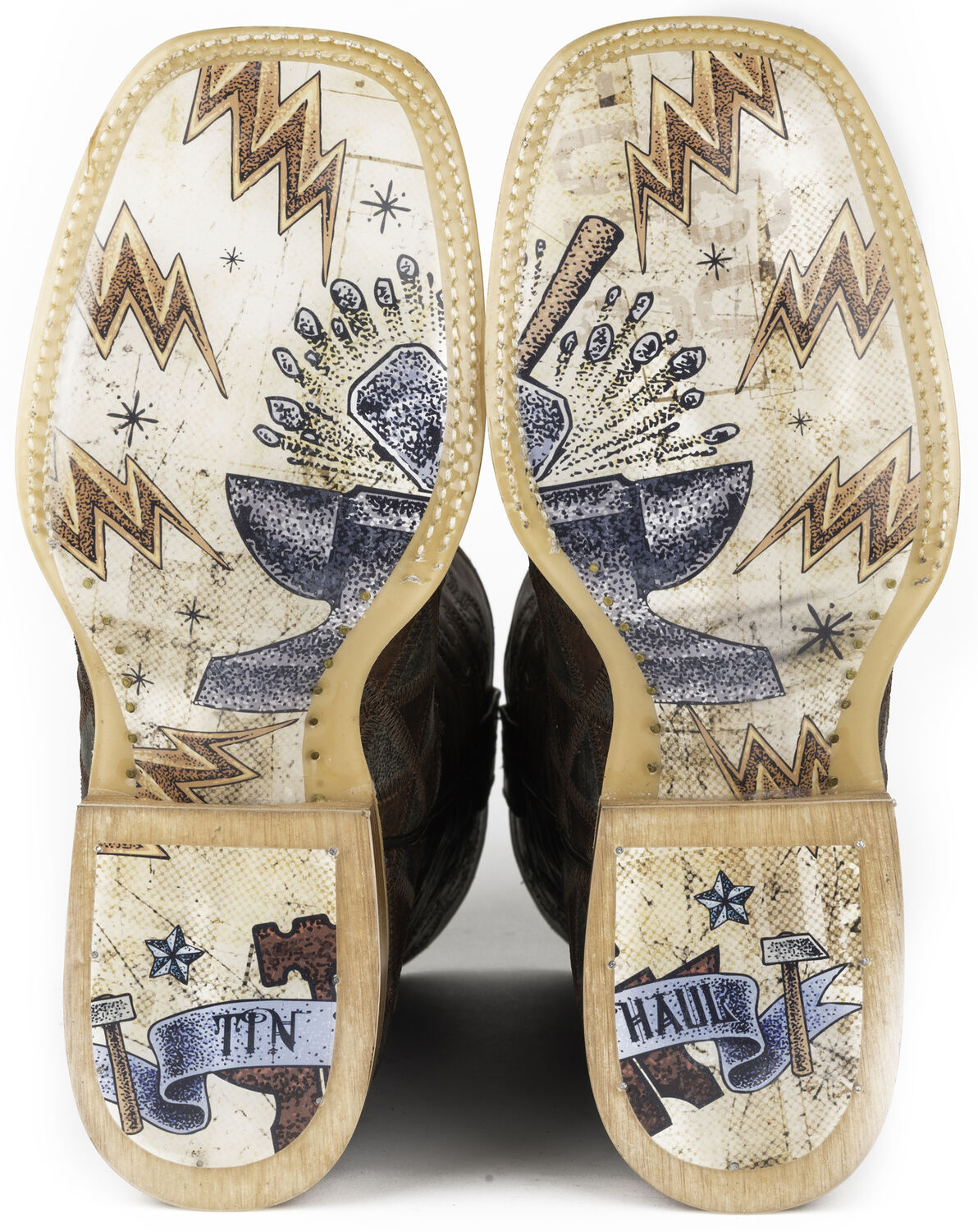 Image #2 - Tin Haul Men's Triangles Western Boots - Square Toe, Brown, hi-res