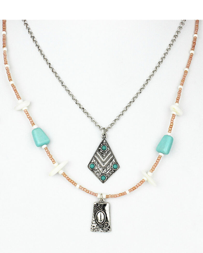 Shyanne Women's Beaded Pendant Necklace, Silver, hi-res