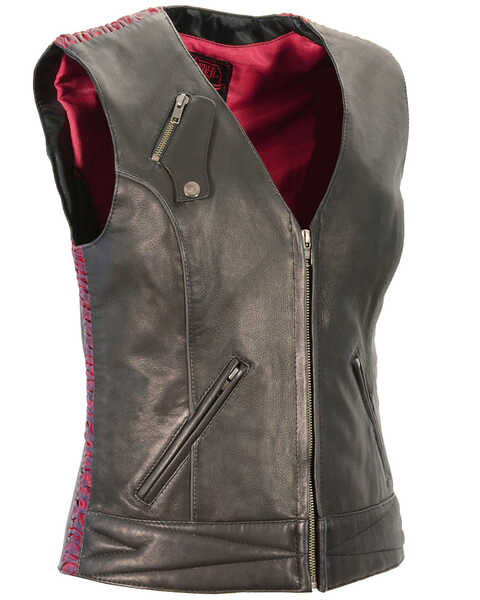 Image #1 - Milwaukee Leather Women's Lightweight Crinkle Snap Front Vest - 3X, , hi-res