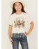 Image #1 - Shyanne Girls' Running Horse Fringe Short Sleeve Tee, Ivory, hi-res