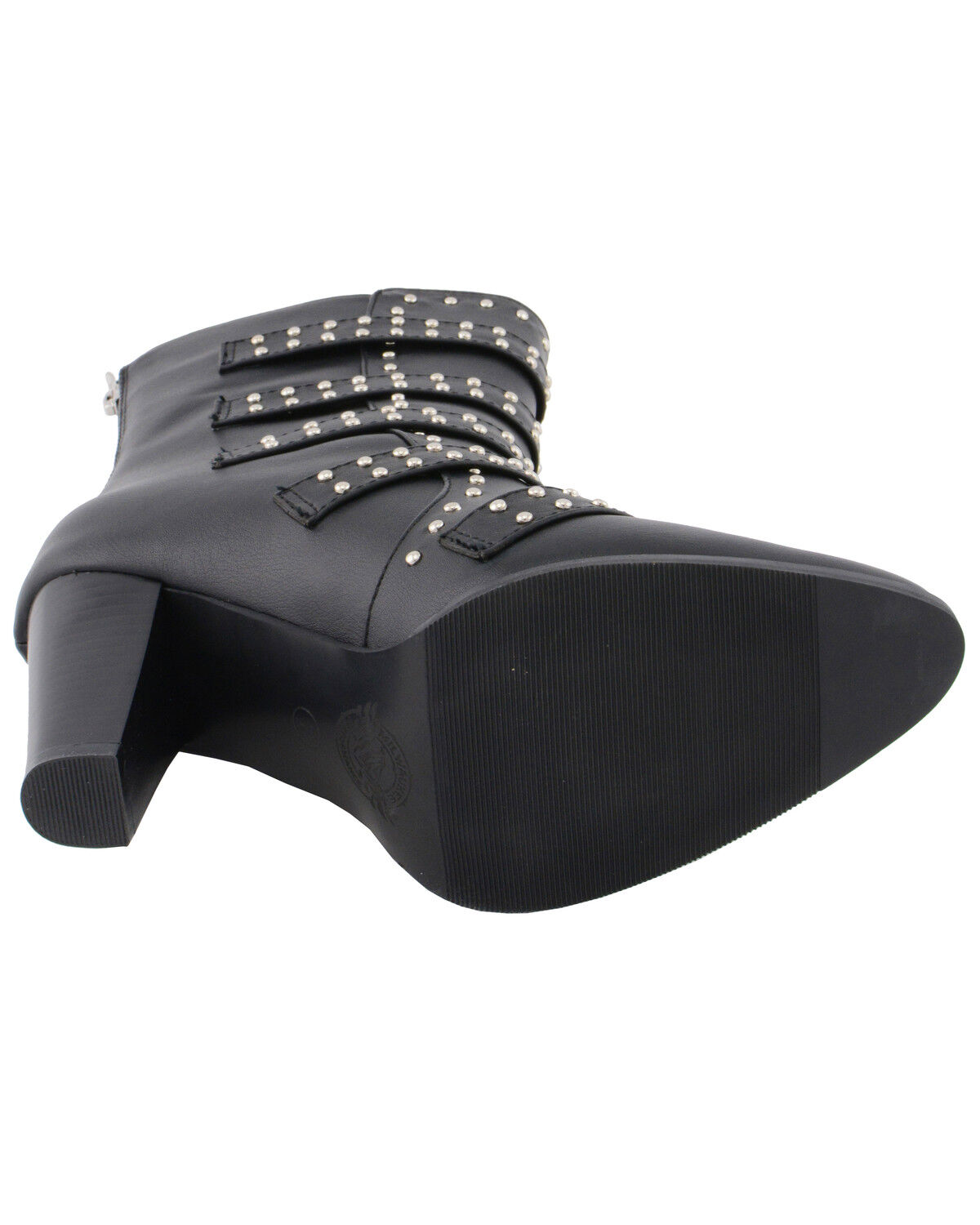 Image #6 - Milwaukee Leather Women's Studded Buckle Up Boots - Round Toe, Black, hi-res