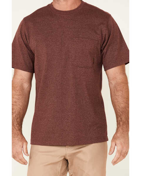 Image #3 - Hawx Men's Solid Burgundy Forge Short Sleeve Work Pocket T-Shirt , Burgundy, hi-res