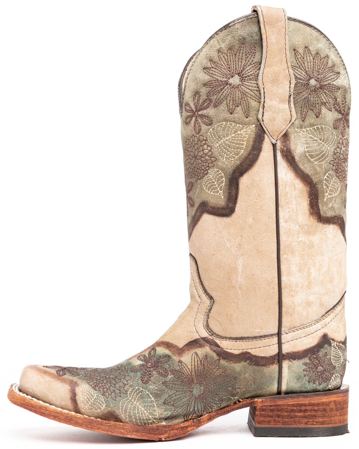 Image #3 - Circle G Women's Sand Brown Floral Embroidered Western Boots - Square Toe, , hi-res